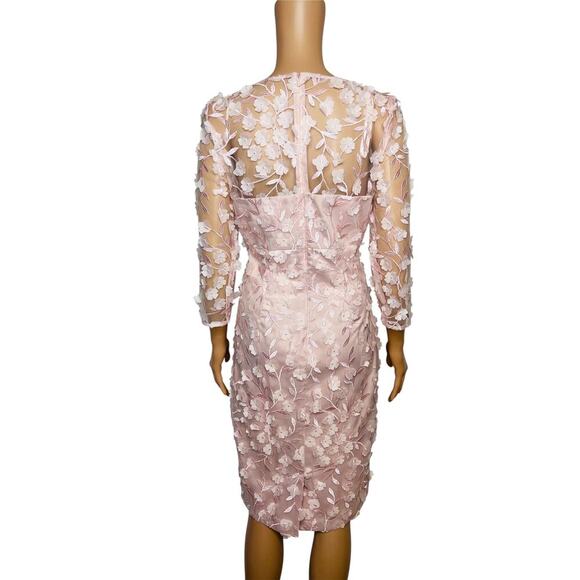 Eliza J Blush Pink 3D Embroidered Floral Appliqué Sheath Dress size 8 - Picture 3 of 8